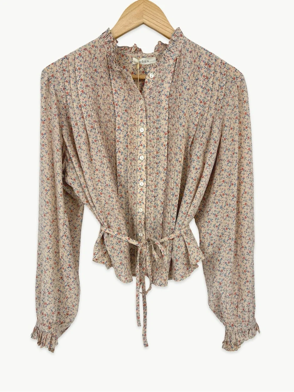 DÔEN Cézanne Silk Blouse Size Small in Peach Martha’s Garden Floral Rare NWT